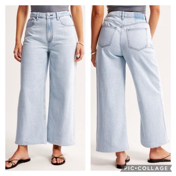 Abercrombie & Fitch Denim - EUC Abercrombie & Fitch Curve Love High Rise Cropped Wide Leg Jean